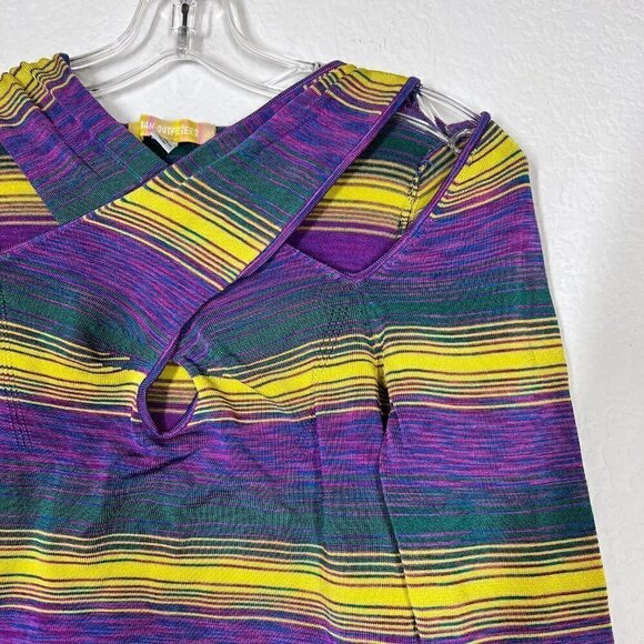 Urban Outfitters Top Long Sleeve Shirt Stripe Purple Yellow - Picture 5 of 8